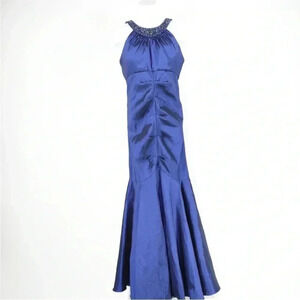 NWT R&M Richards Formal Royal Blue Maxi Dress Prom Homecoming Sequins Beads Sz 6